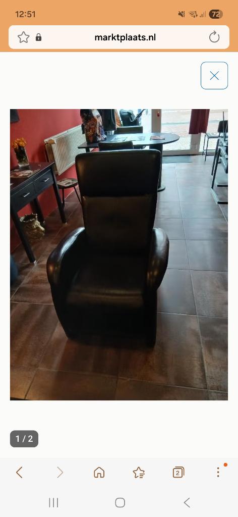 Relax stoel, Huis en Inrichting, Fauteuils, Ophalen of Verzenden, Gebruikt, Leer, 50 tot 75 cm