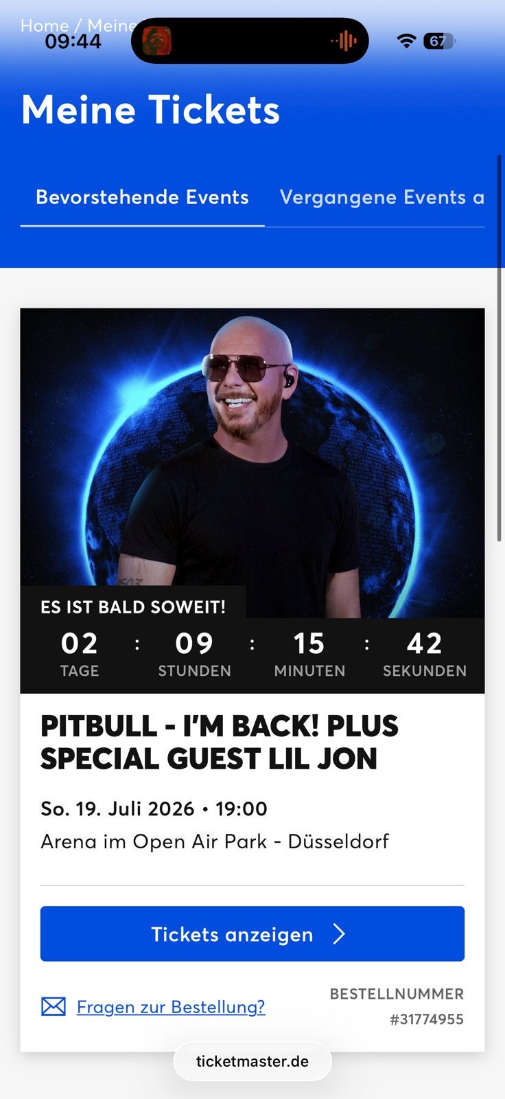 Tickets Pitbull 2 x, Twee personen, Februari