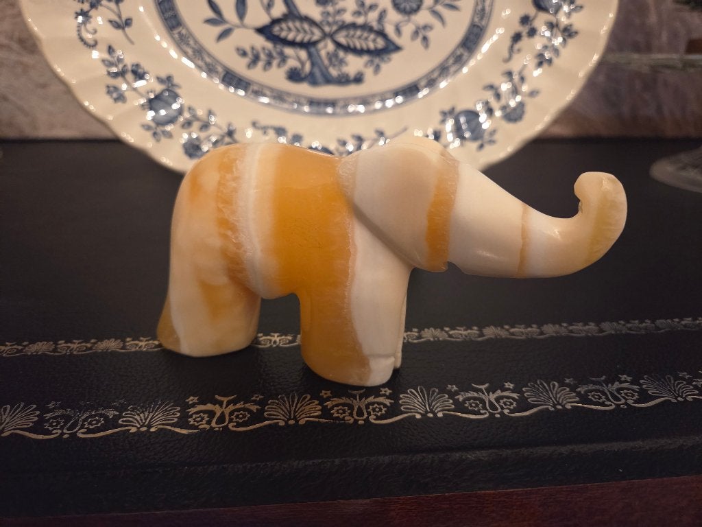 Marmeren olifantje van onyx, Ophalen of Verzenden, Zo goed als nieuw, Dier
