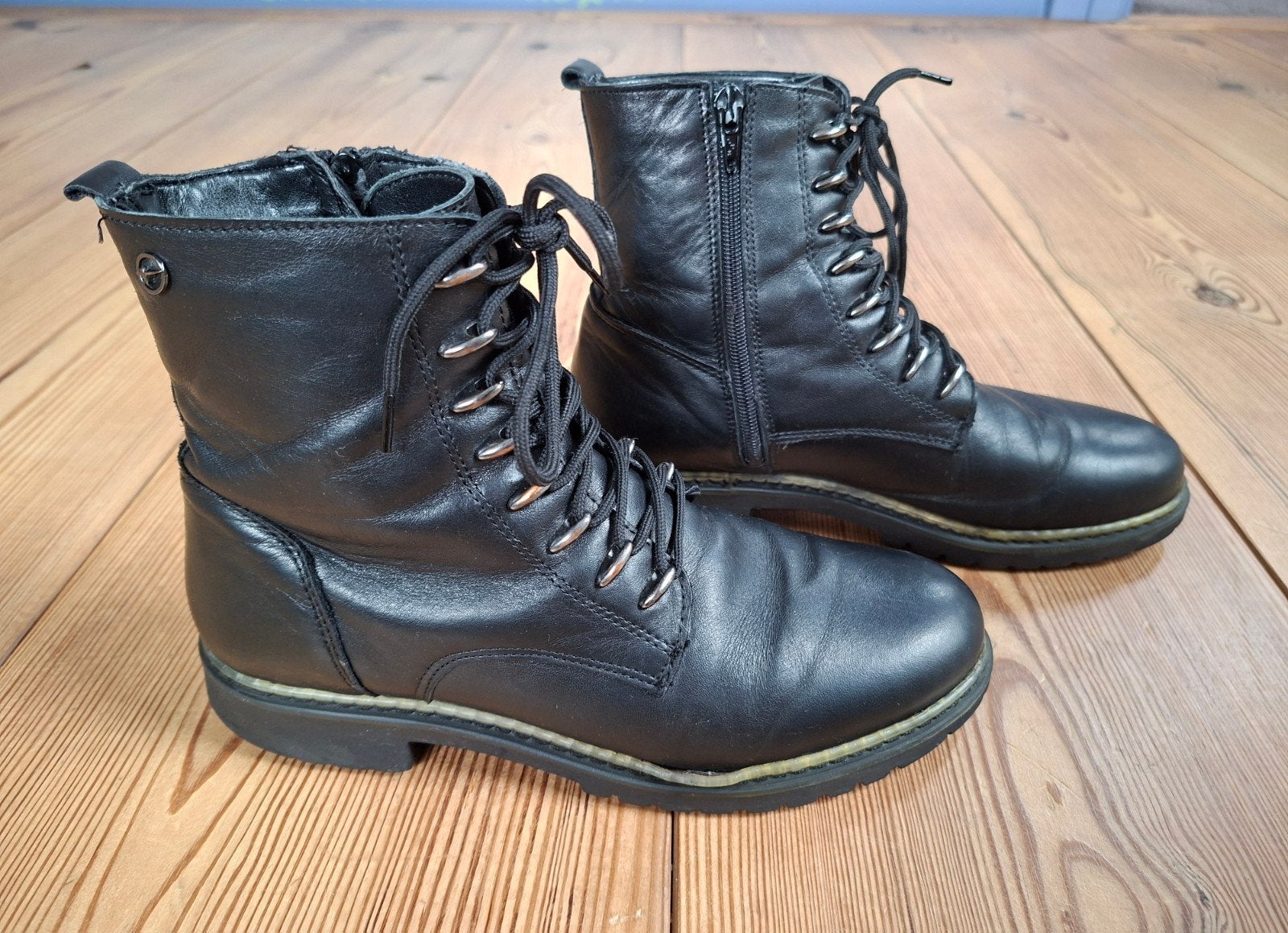 Zwarte "Tamaris" dames veterboots/enkellaarzen. Mt.38., Kleding | Dames, Schoenen, Tamaris, Zwart, Lage of Enkellaarzen, Ophalen of Verzenden