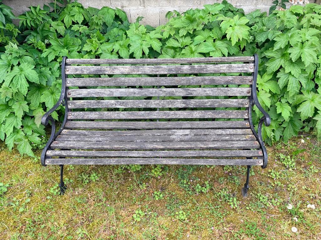 Gietijzeren tuinbankje - frame in topstaat, Tuin en Terras, Ophalen, Zo goed als nieuw, Hout