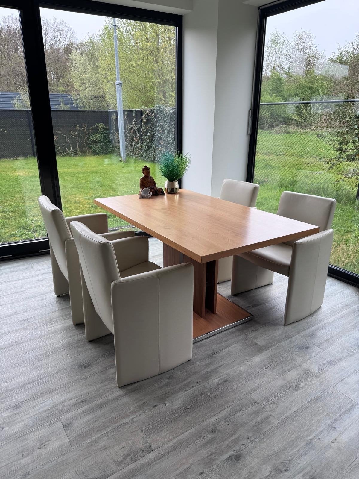 Eethoek met mooie tafel en 4 nette stoelen, Gebruikt, Ophalen of Verzenden, Vier personen, Rechthoekig