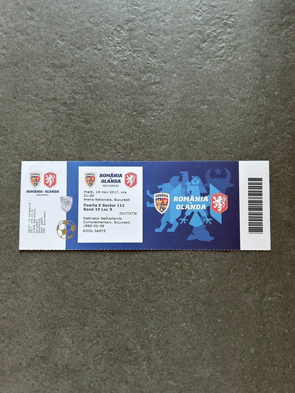 Roemenië - Nederland ticket, Verzamelen, Sportartikelen en Voetbal, Ophalen of Verzenden, Overige typen