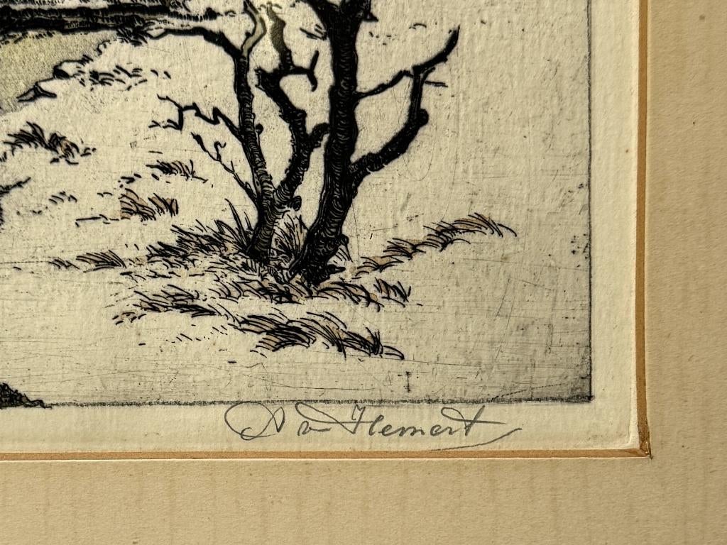 295. Kleurenets, Antoon van Hemert – "Winter", Nederland., Antiek en Kunst, Kunst | Etsen en Gravures, Ophalen of Verzenden