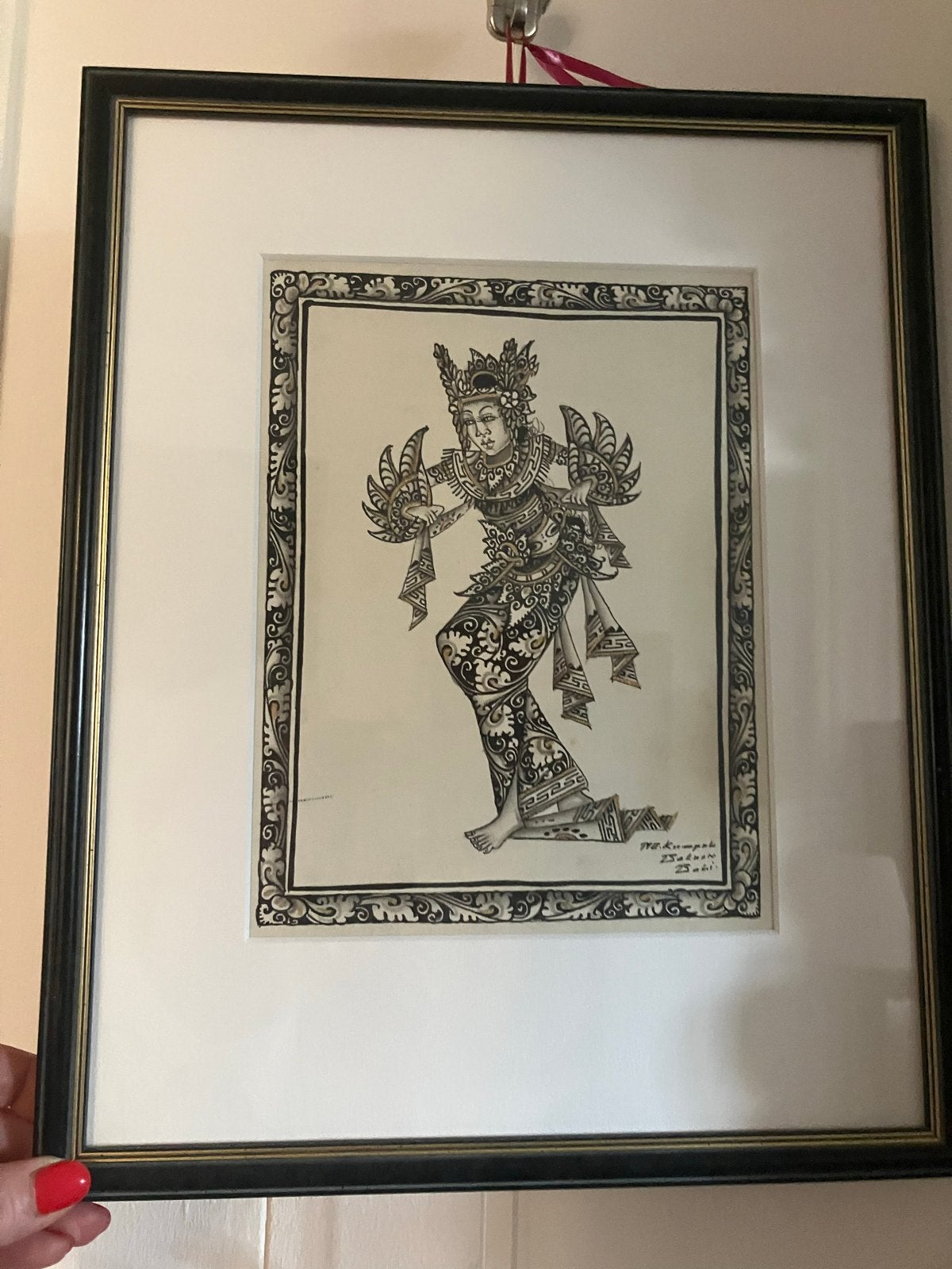 2 Balinese Danseressen Schilderijen - 30x37 cm, Antiek en Kunst, Kunst | Niet-Westerse kunst, Schilderij, Ophalen of Verzenden