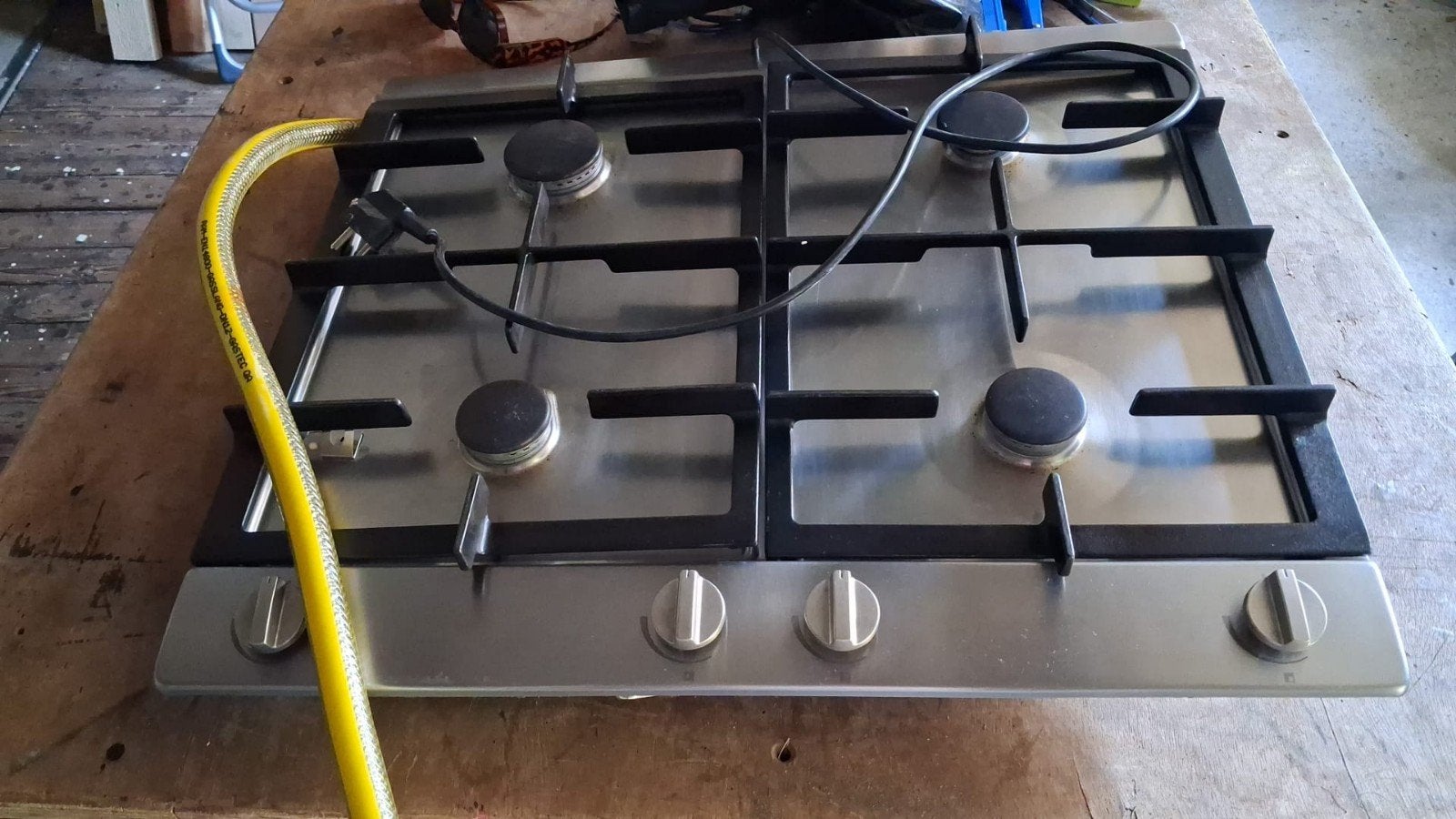RVS Gasfornuis 4-pits Inbouw Kookplaat, Ophalen, Gebruikt, Minder dan 85 cm, 60 cm of meer