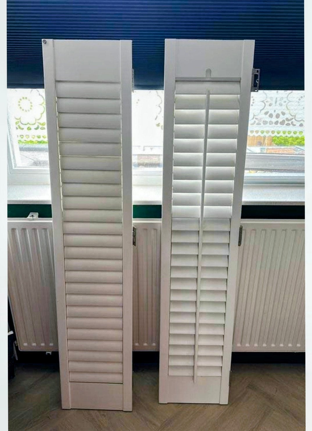 Mooie wit houten shutters, 2 lange en 2 korte, Ophalen