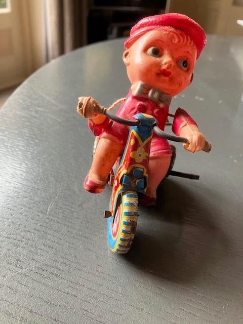 Vintage blikken originele kleuter op driewieler 1960 € 12,50, Ophalen of Verzenden