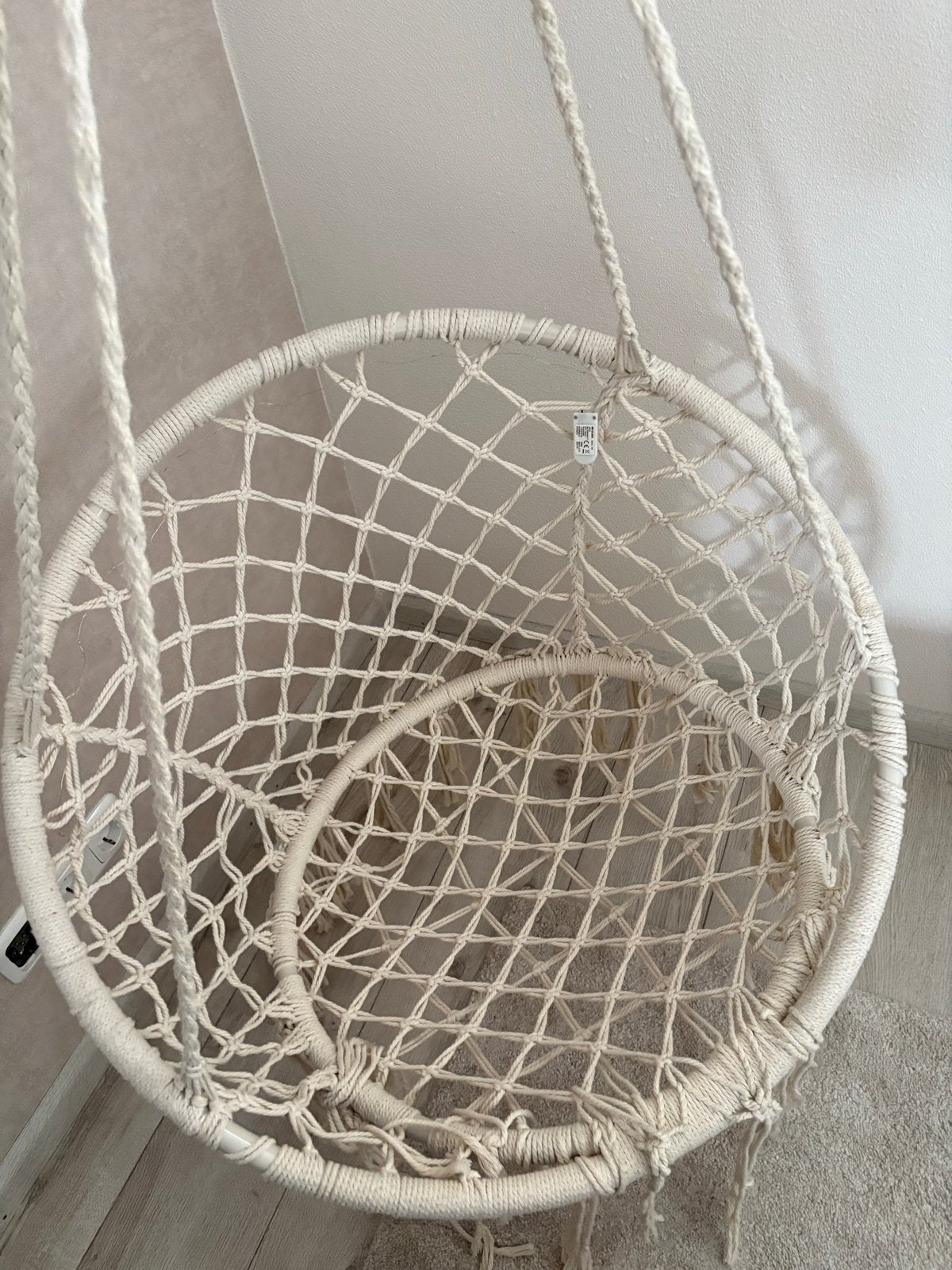 Macramé hangstoel - Crème wit, Ophalen, Gebruikt, Wit, Eén