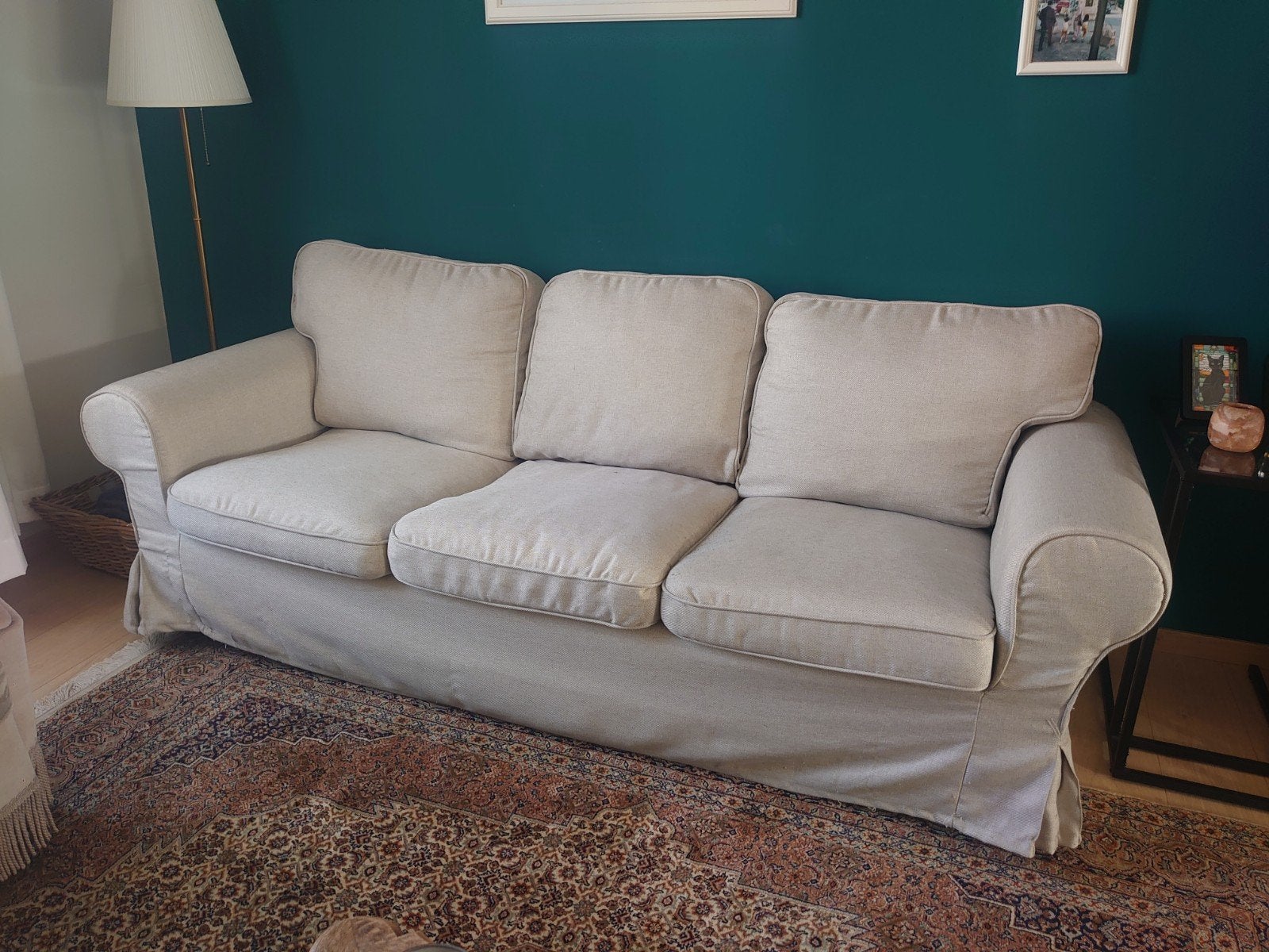 Ikea Ektorp bank - Beige/zandkleurig. Zo goed als nieuw, Huis en Inrichting, Ophalen, Driepersoons, 75 tot 100 cm, Zo goed als nieuw