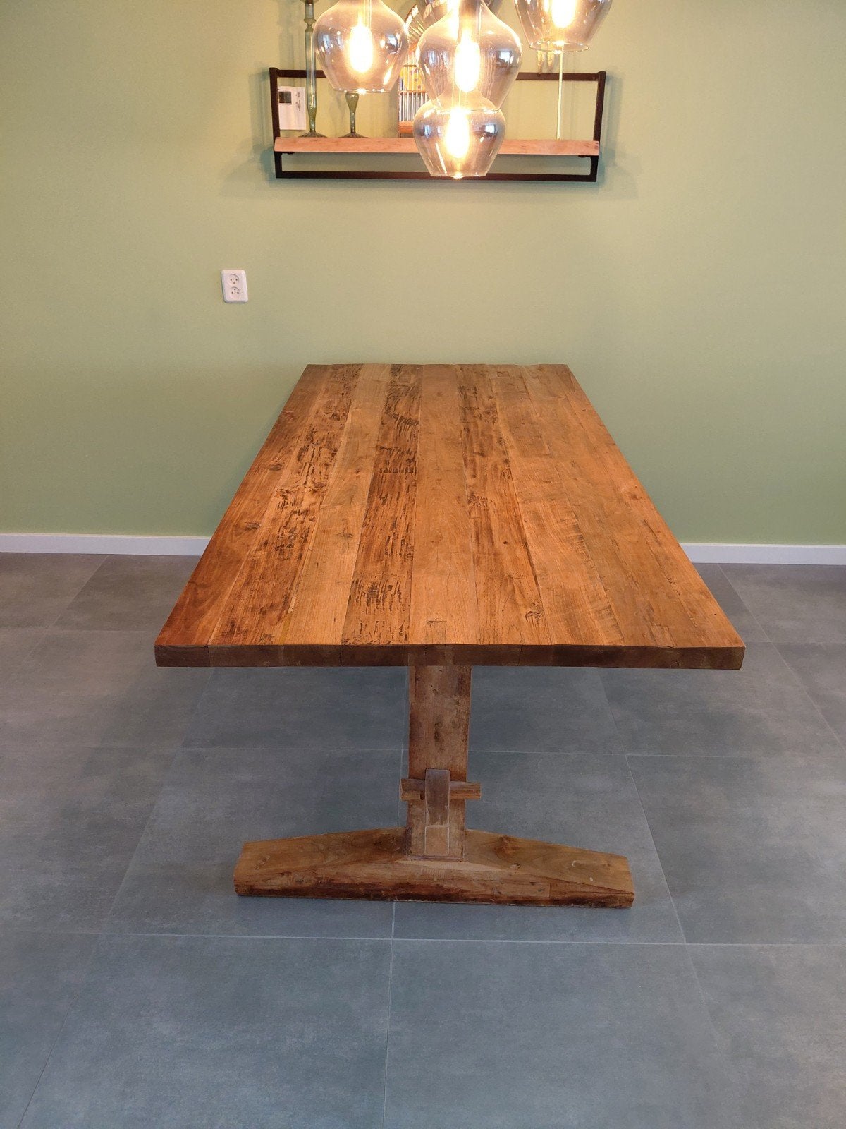 Robuuste houten eettafel - 183x90 cm, Ophalen, Gebruikt, Rustiek, 50 tot 100 cm