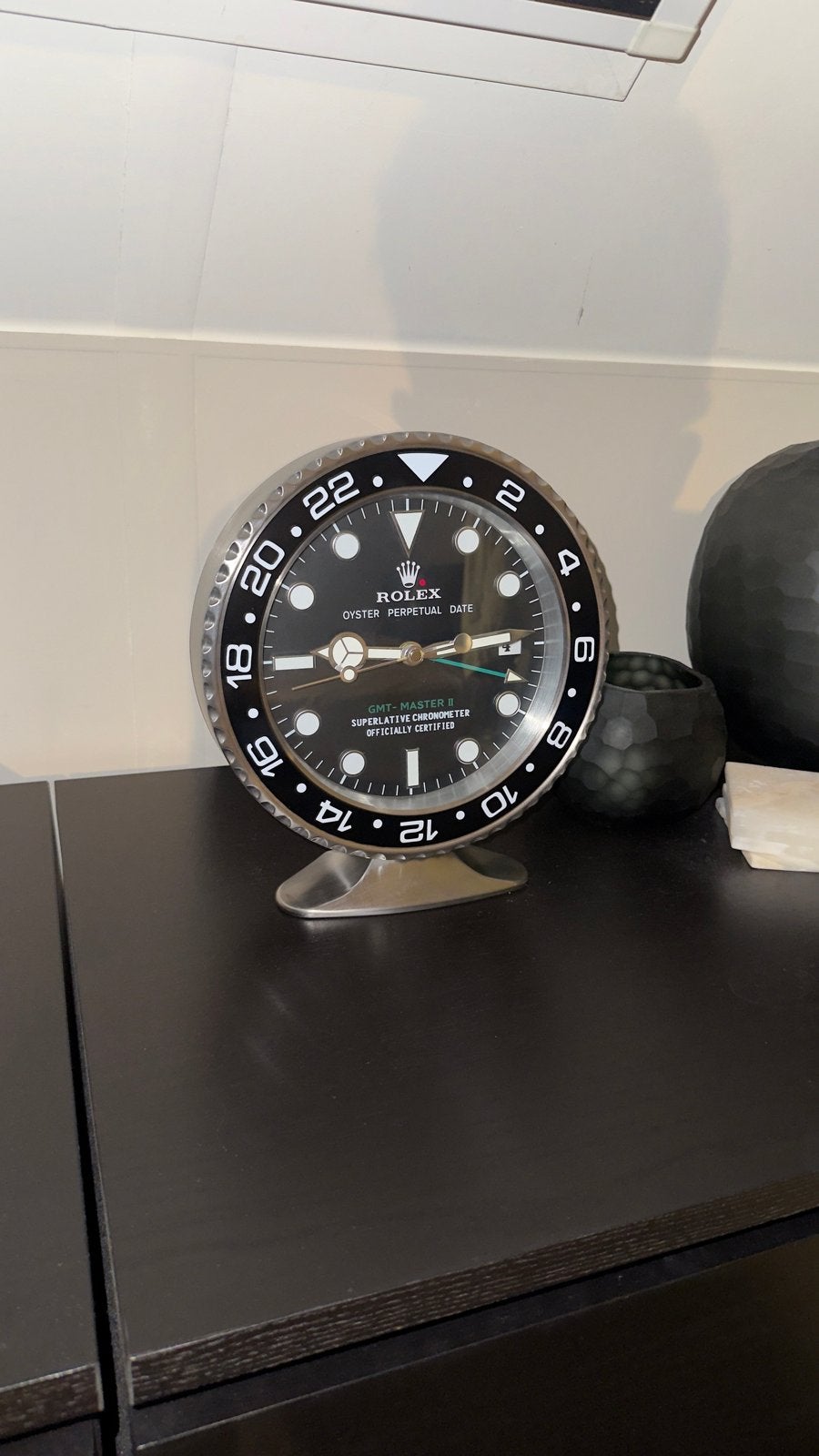 Rolex GMT-Master II Tafelklok - Zwart/Zilver, Ophalen, Analoog, Werkt op batterijen, Zo goed als nieuw