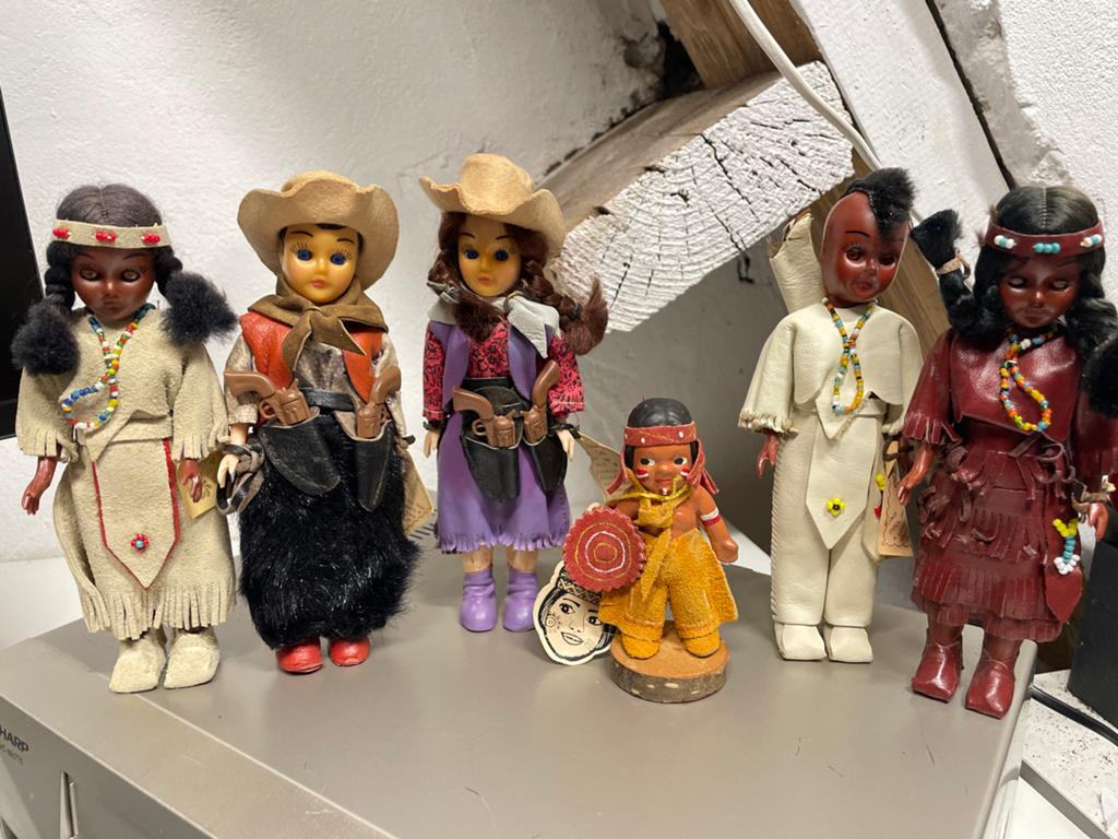 Vintage Carbon Dolls Indianen en Cowboys Poppen Set, Verzamelen, Poppen, Ophalen of Verzenden, Gebruikt, Pop