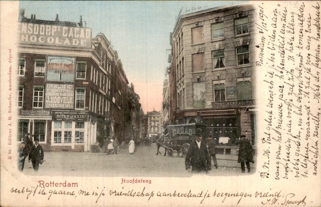 Rotterdam - Hoofdsteeg - Straatzicht, Ophalen of Verzenden, Voor 1920, Gelopen, Zuid-Holland