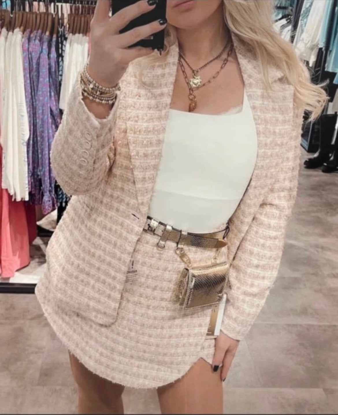 Toffe co-ord set. Roze, Crème JoshV, Josh blazer en skort S, Kostuum of Pak, Verzenden, Nieuw, Roze