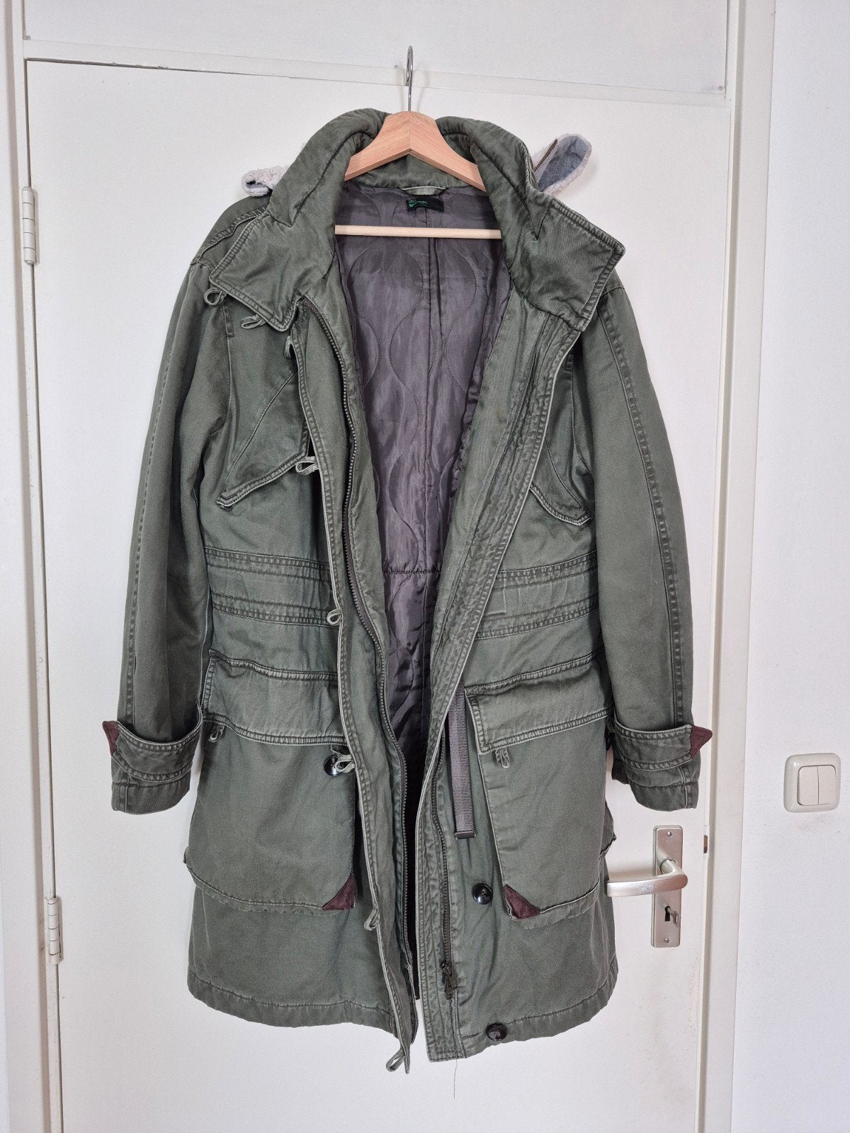 Stijlvolle Benetton Parka - Maat L - Groen, Ophalen of Verzenden, Gedragen