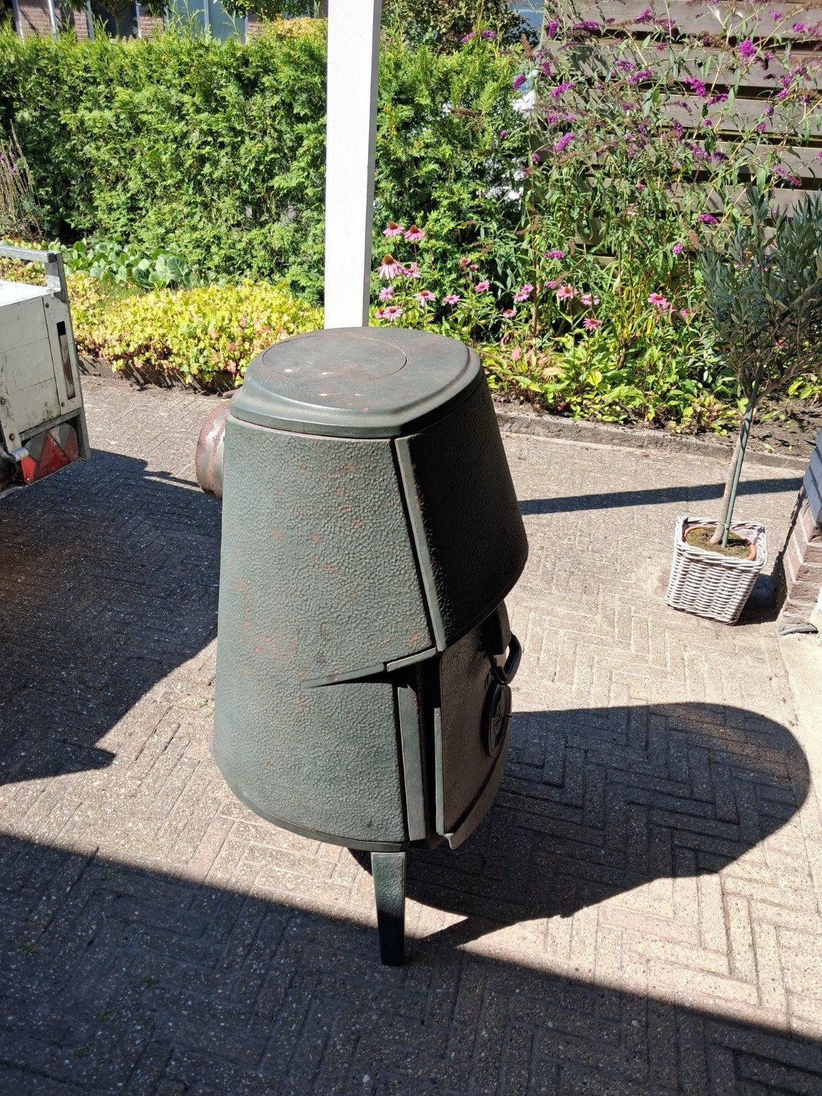 Groene gietijzeren houtkachel, Ophalen, Gebruikt