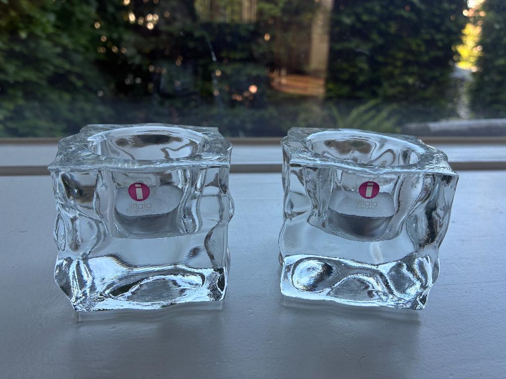 Vintage Iittala kaarsenhouders glas, Ophalen of Verzenden, Gebruikt, Overige materialen, Kandelaar