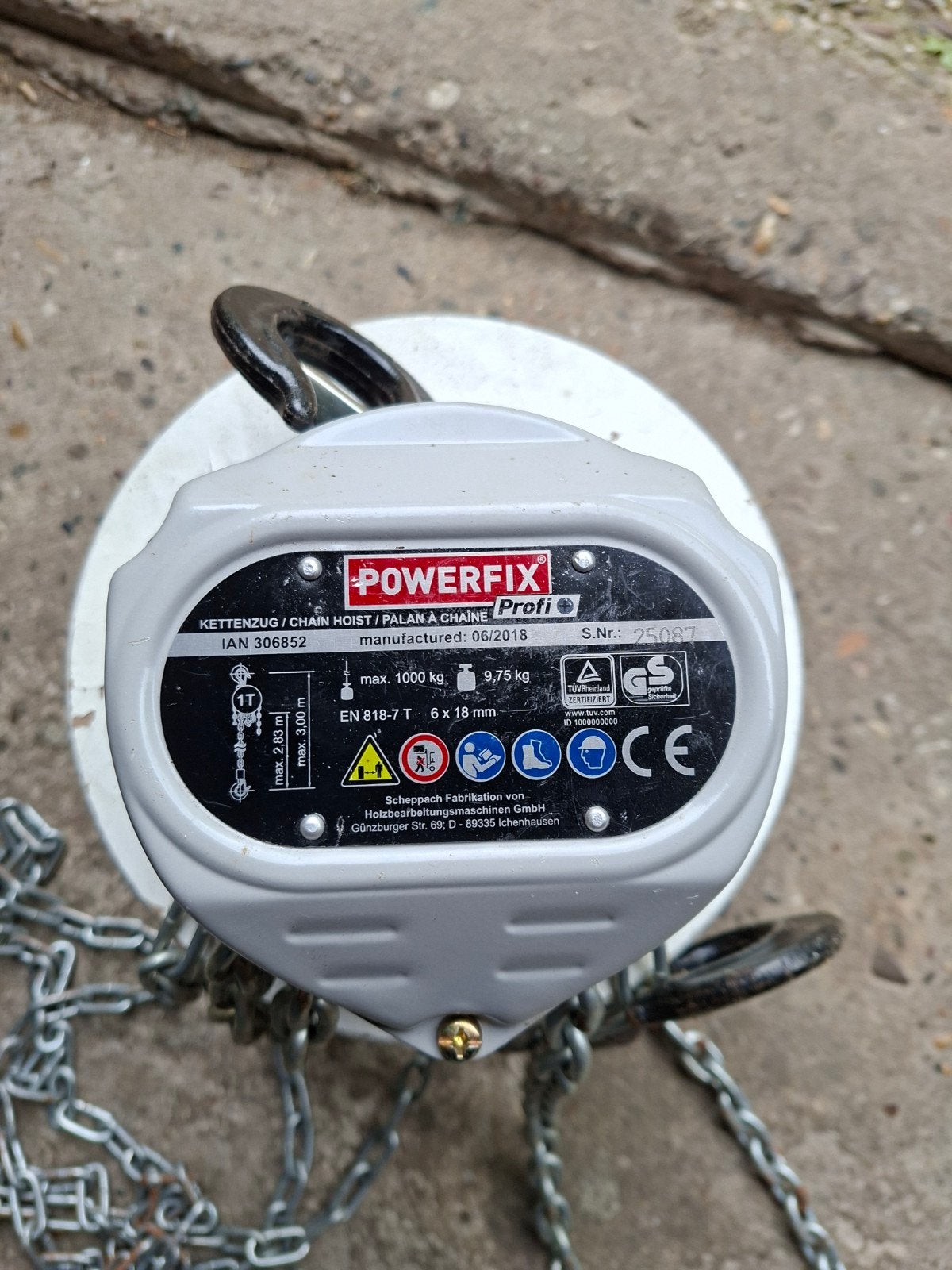 Powerfix Profi Kettingtakel 1000kg - Zo goed als nieuw, Ophalen