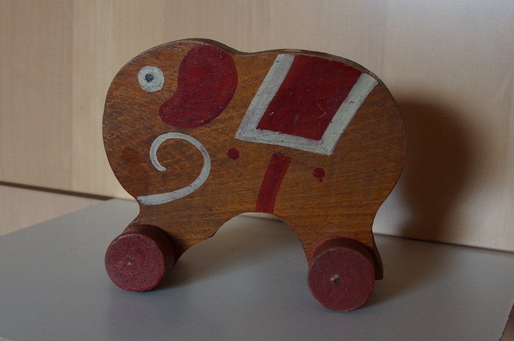 Olifant op wieltjes vintage, Ophalen of Verzenden, Zo goed als nieuw