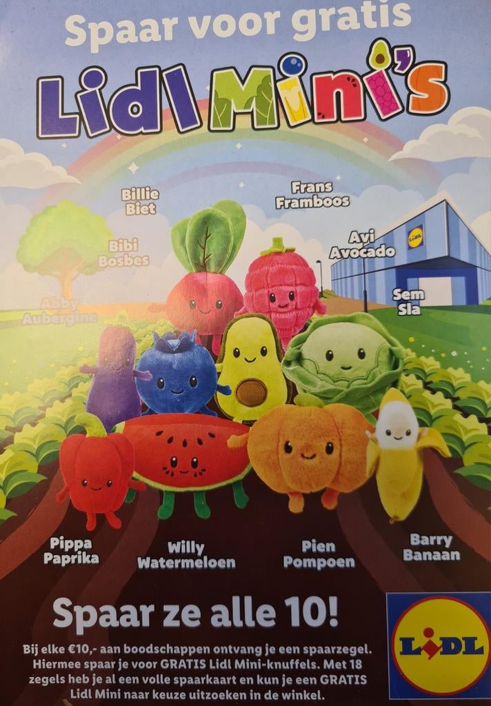 10 lidl spaarkaarten mini's, Ophalen of Verzenden, Winkel, Super of Benzinepomp, Zegels, Bonnen of Punten
