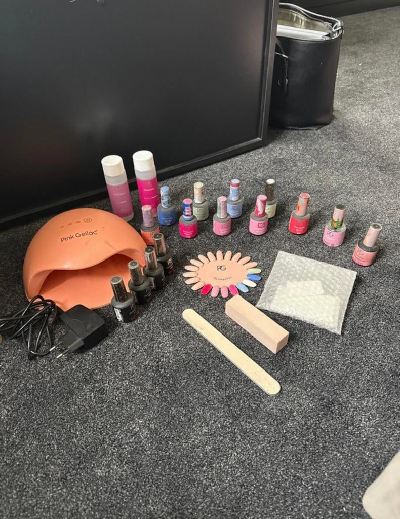 Pink gellac set, Gebruikt, Overige kleuren, Ophalen of Verzenden, Handen en Nagels