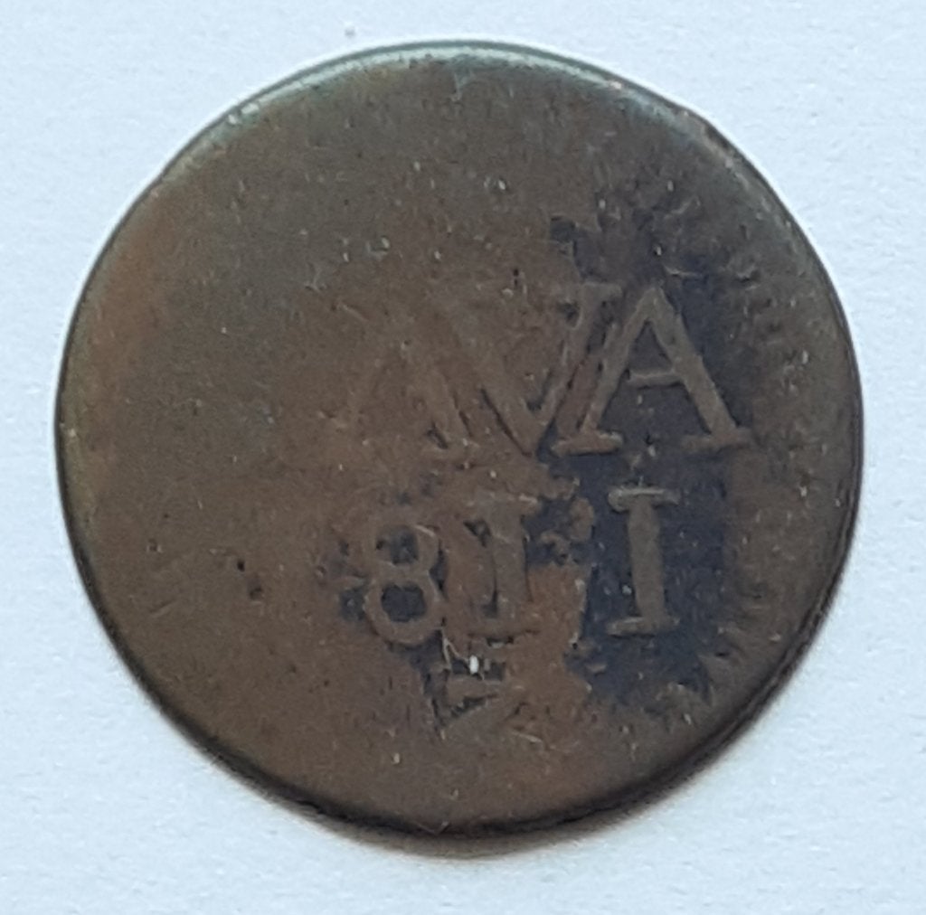 1/2 stuiver LN JAVA 1811 Nederlands Indië, zeldzaam!, Postzegels en Munten, Verzenden, Vóór koninkrijk, Overige waardes, Losse munt