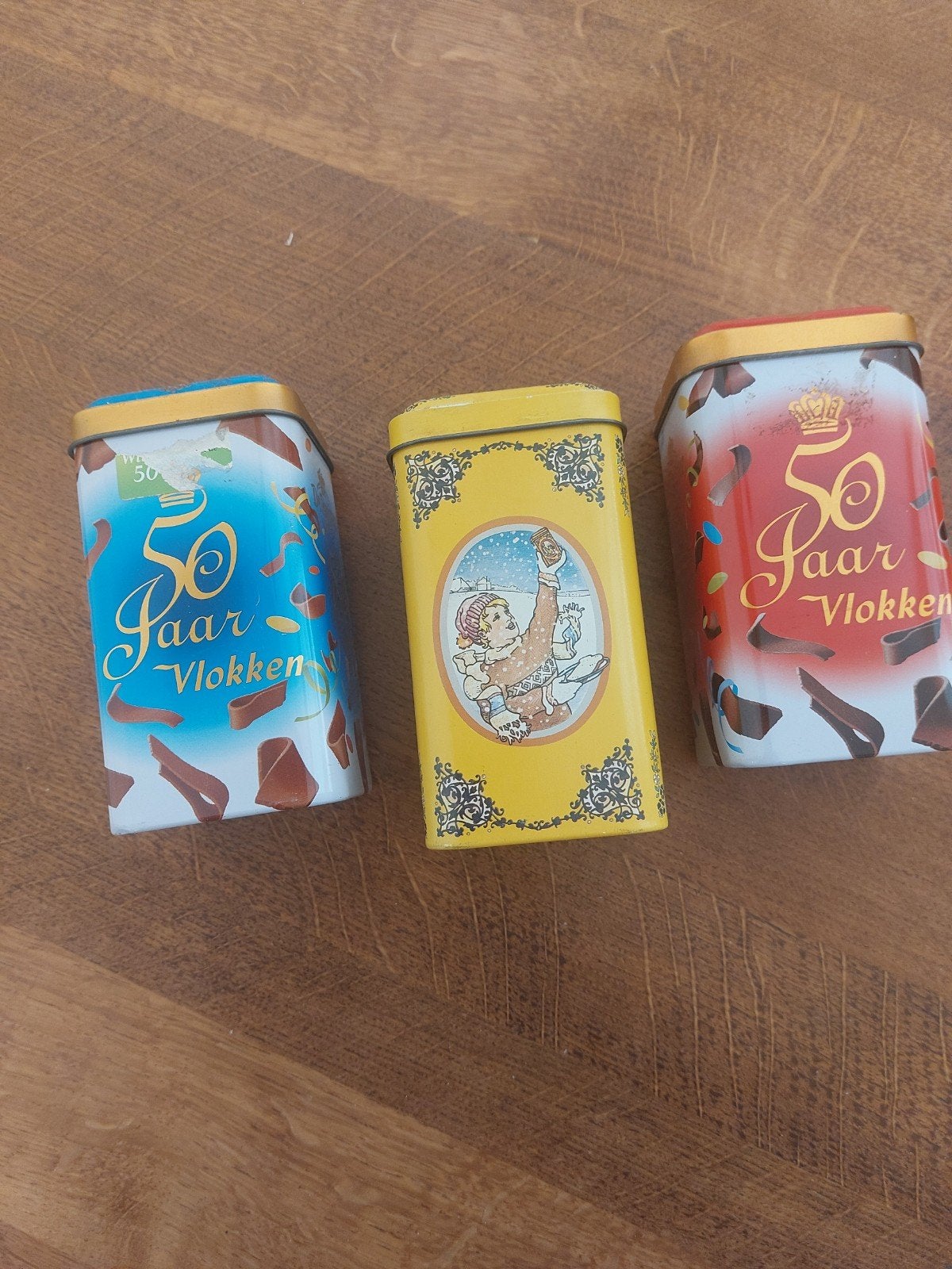 De Ruijter 50 Jaar Vlokken en Gestampte Muisjes Blikken, Ophalen of Verzenden, Gebruikt, Overige