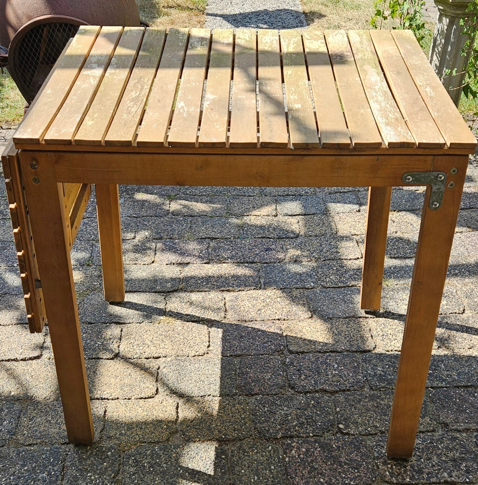 Leuk uitschuifbare tuintafel, Ophalen, Gebruikt, Rechthoekig, Hout