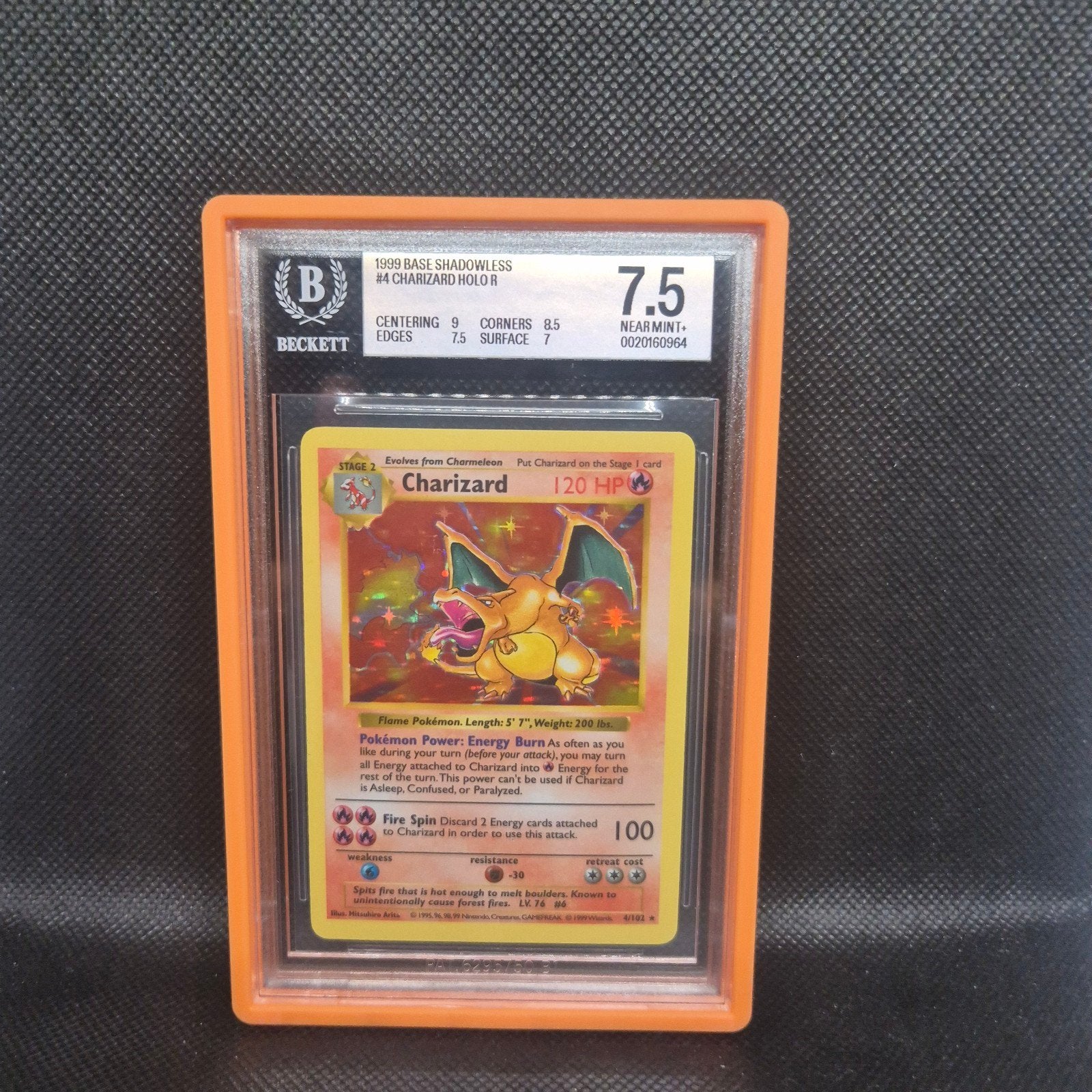 Charizard Holo Base Shadowless BGS 7.5, Ophalen of Verzenden