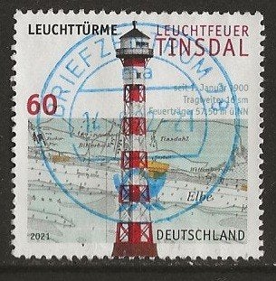 Duitsland 251, vuurtoren Tinsdal voor asmae, Verzenden, 1990 tot heden, Gestempeld