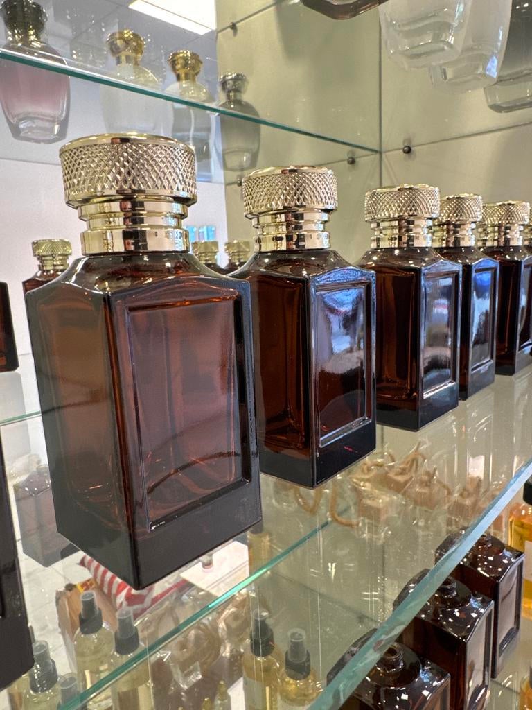 100ml Lege Parfum Flesjes - Bruin Glas met Gouden Dop, Ophalen, Nieuw