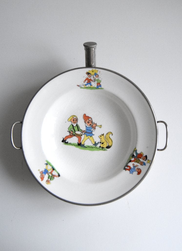 Vintage warmwater bordje met illustratie van kabouters, Ophalen of Verzenden