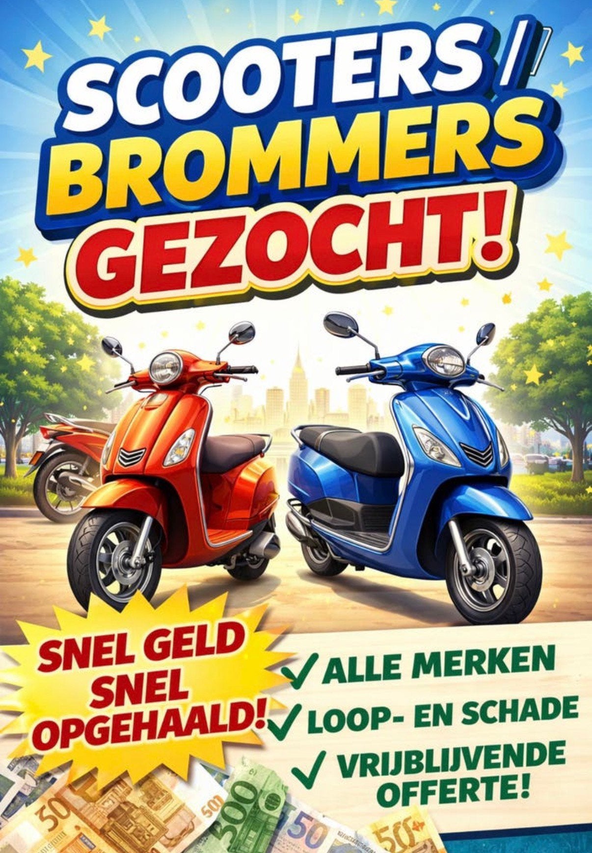 Gezocht brommers en scooter, Fietsen en Brommers, Ophalen, Zo goed als nieuw, Overige typen, Overige merken