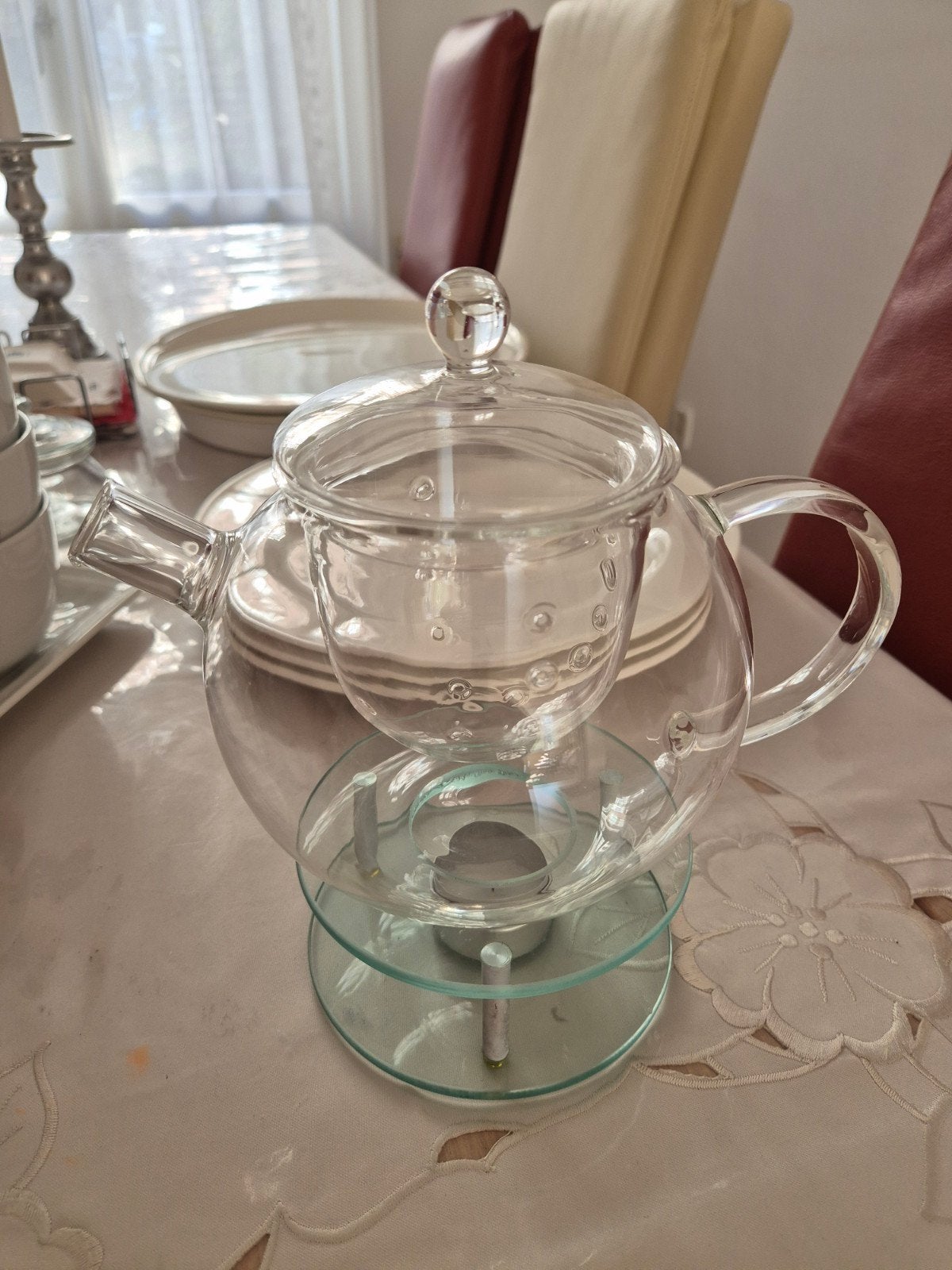 Glazen theepot, Theepot/fluitketel, Ophalen of Verzenden, Zo goed als nieuw, Glas