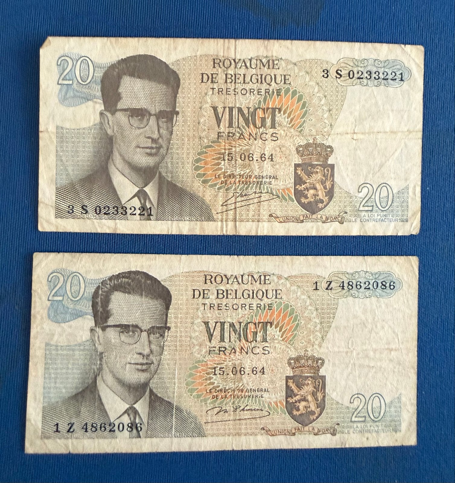 2 Belgische biljetten van 20 frank uit 1964, Postzegels en Munten, Ophalen of Verzenden, Los biljet