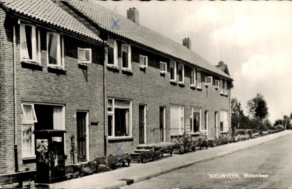Nieuwveen - Molenlaan - Rijwoningen, Verzamelen, Ophalen of Verzenden, 1960 tot 1980, Gelopen, Zuid-Holland