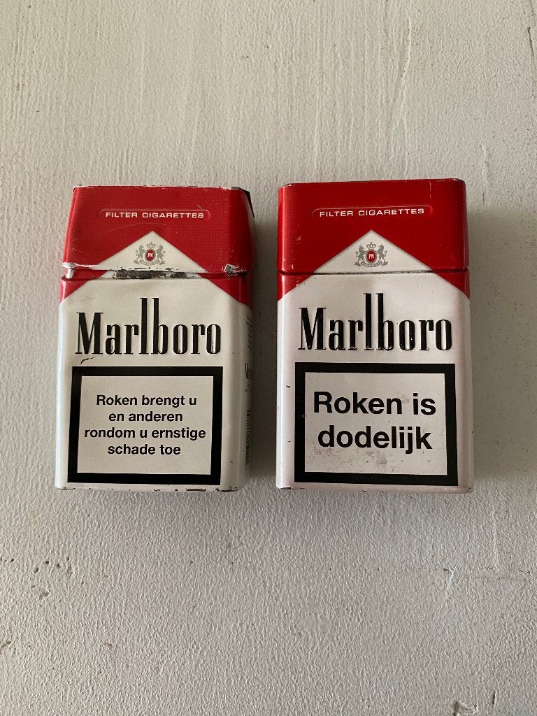 Vintage metalen Marlboro bakjes, Verzenden, Gebruikt