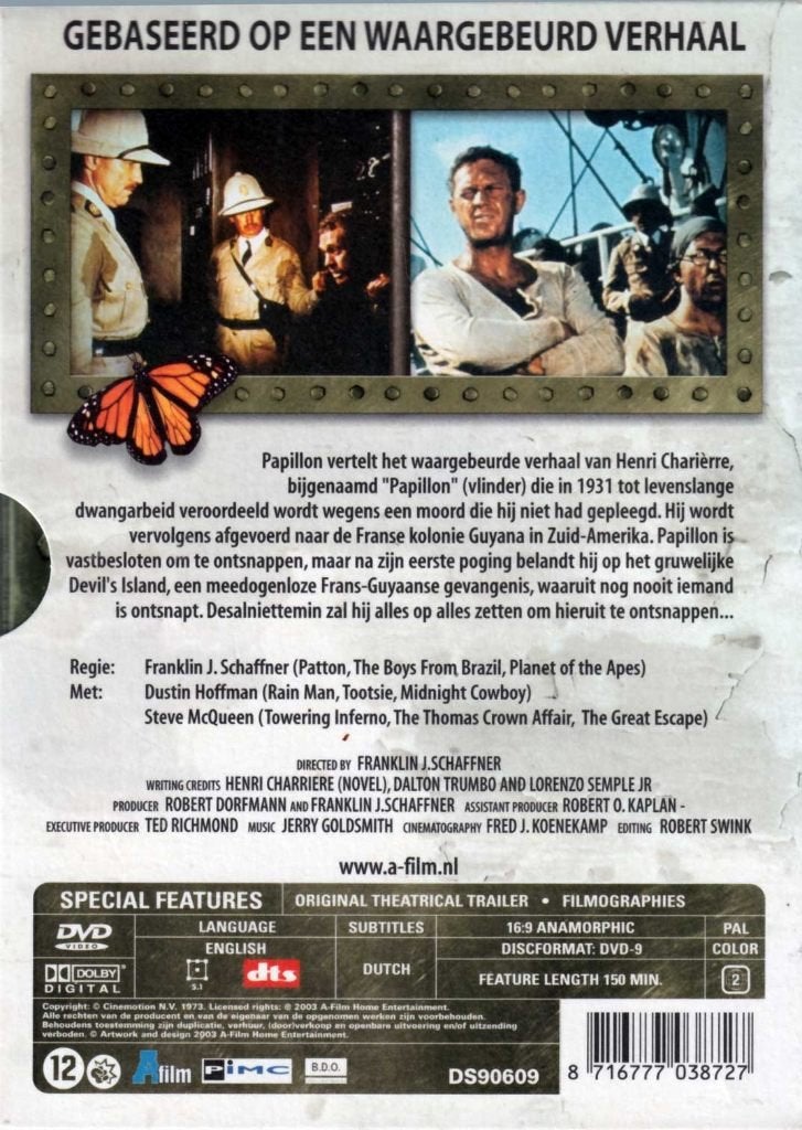 Papillon - DVD, 1960 tot 1980, Verzenden, Nederlands, Remastered
