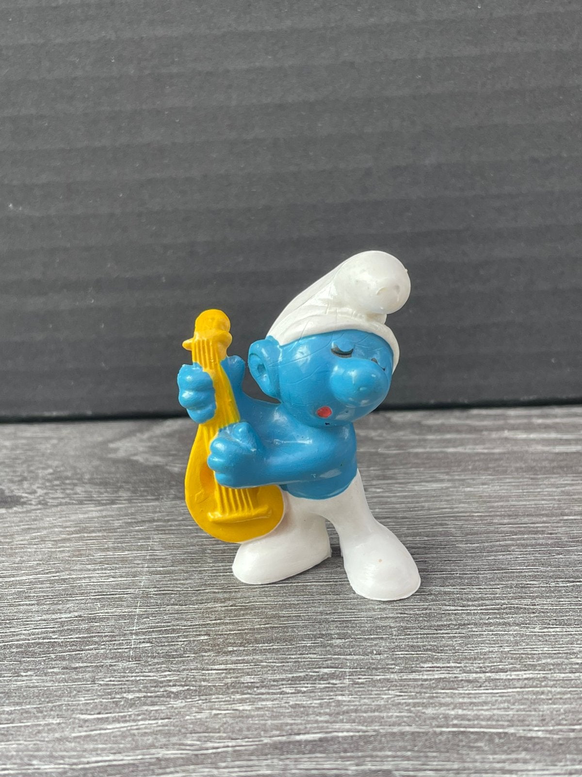 Smurf met Luit - Vintage Smurfen Figuurtje, Verzamelen, Smurfen, Ophalen of Verzenden, Gebruikt, Muzieksmurf, Poppetje, Figuurtje of Knuffel