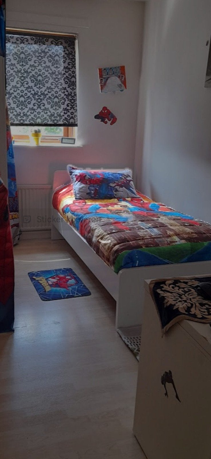 Bed  met boxspring kompleet en spidermanikea bed 90x200, Eenpersoons, Wit, Ophalen of Verzenden, Zo goed als nieuw
