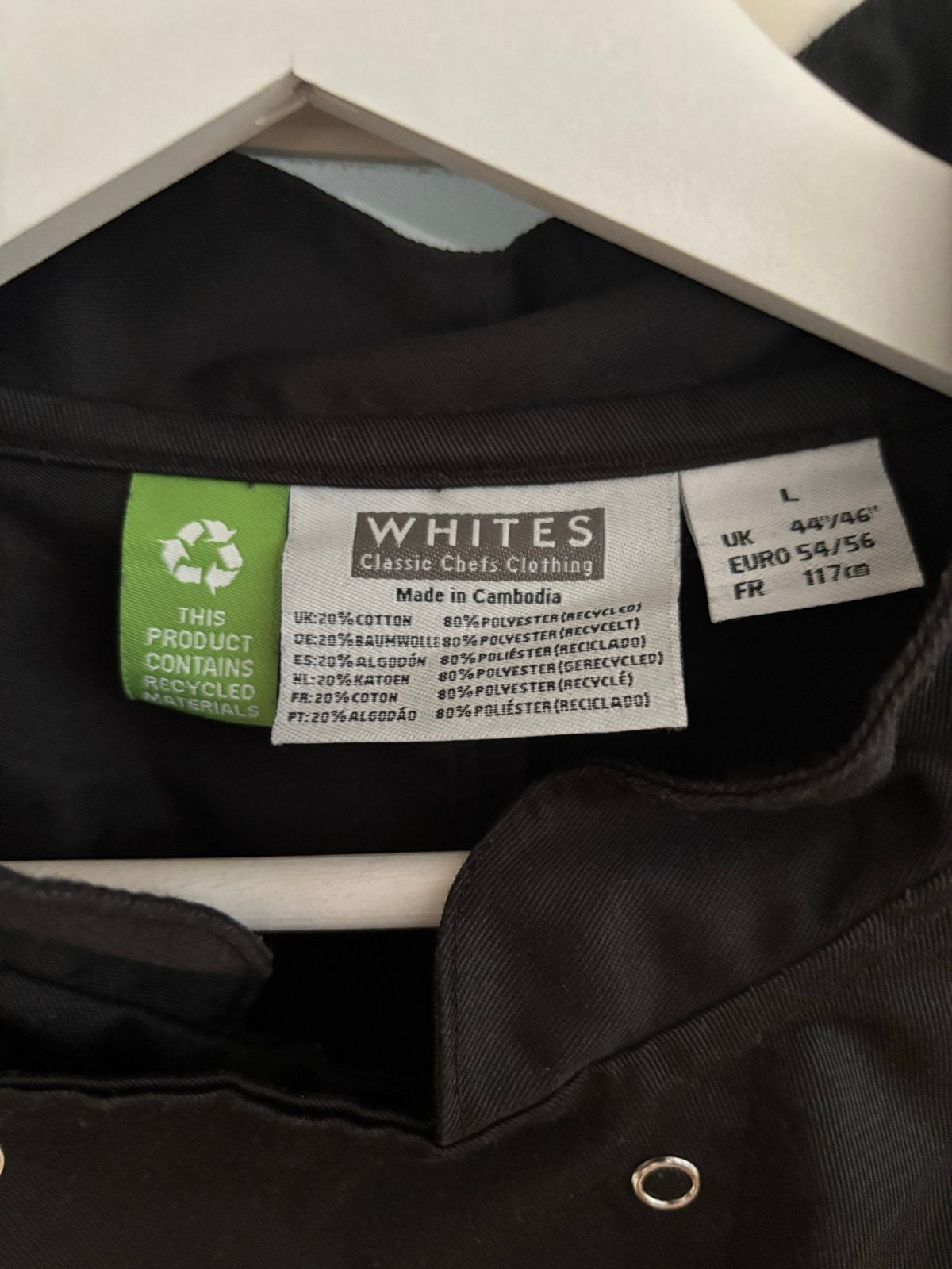 Zwarte koksbuis Whites Classic Chefs Clothing Maat L, Ophalen of Verzenden, Zo goed als nieuw, Whites