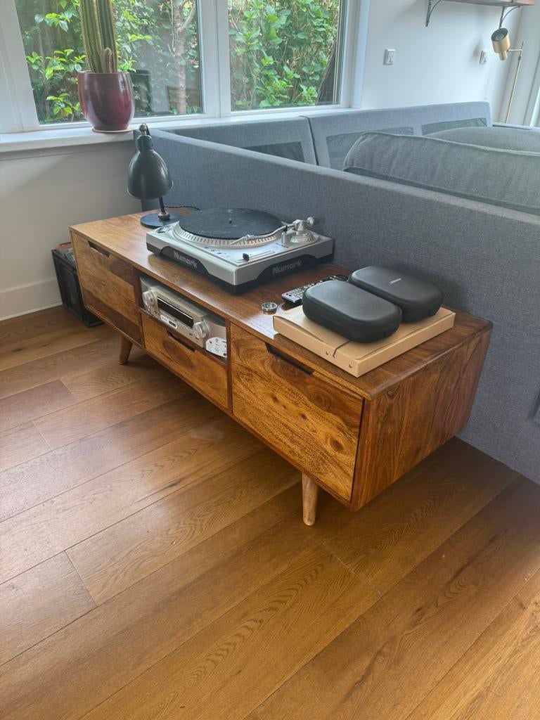 Solid wood TV Music Stand, Ophalen, Zo goed als nieuw, 25 tot 50 cm, Minder dan 100 cm