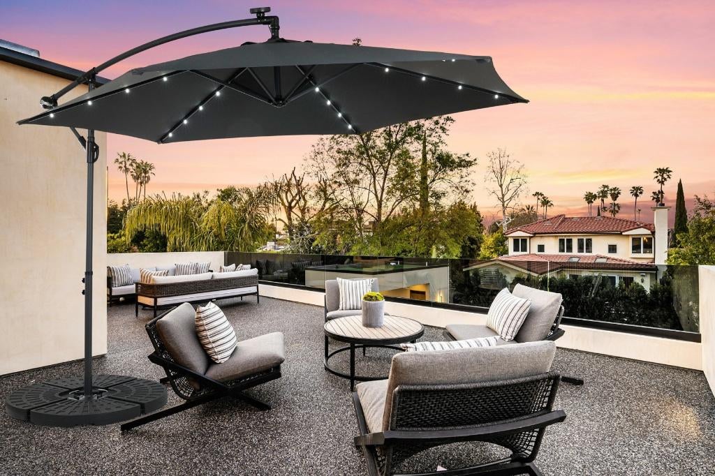 Lifa Garden Hangende parasol LED incl. hoes - antraciet, Online, Nieuw, Ophalen of Verzenden, Zweefparasol