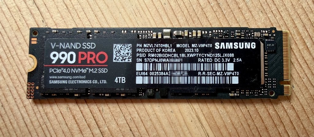 Samsung 990 PRO 4TB NVMe M.2 SSD - Nieuwstaat, Intern, Ophalen of Verzenden, Zo goed als nieuw, Samsung