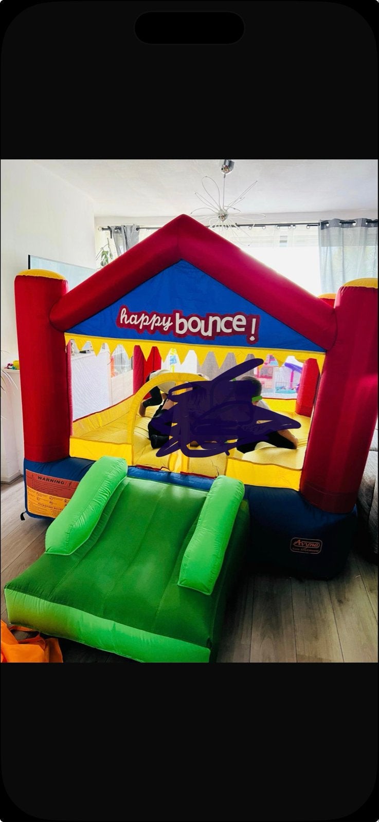Happy Bounce Springkasteel met Glijbaan, Ophalen of Verzenden, Gebruikt