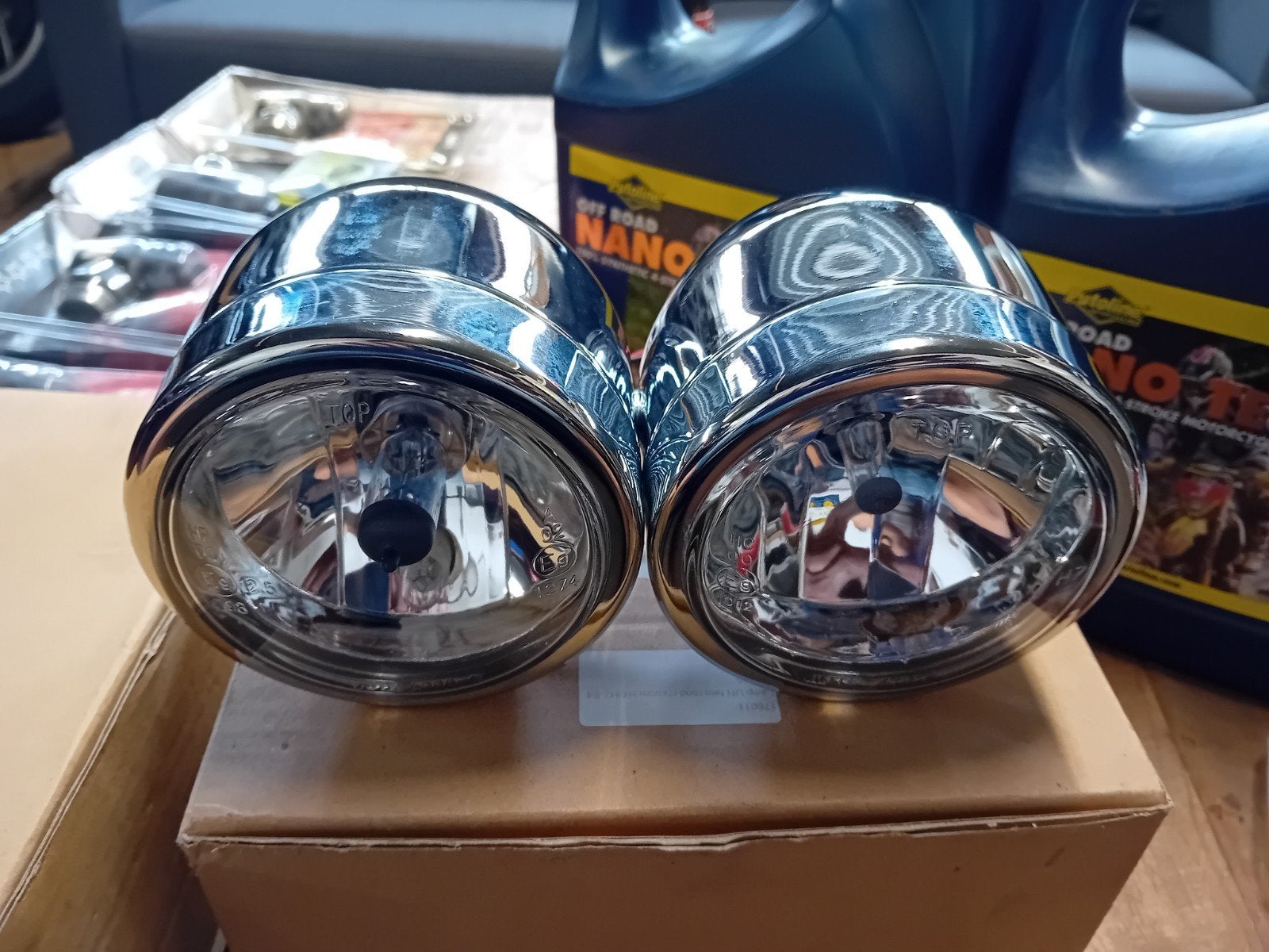 nieuwe Universele Chrome Koplamp H4 - 22cm Diameter, Motoren, Ophalen, 22cm, Koplamp, Nieuw