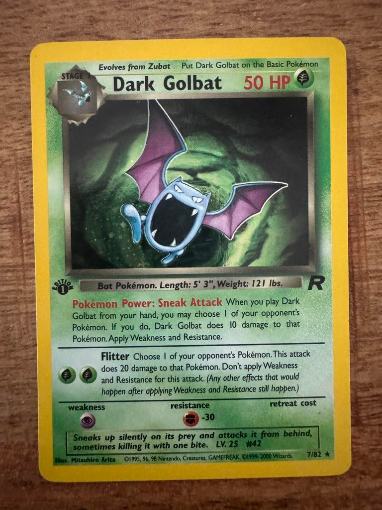 Dark Golbat Pokémon kaart (First Edition), Ophalen of Verzenden, Zo goed als nieuw, Losse kaart