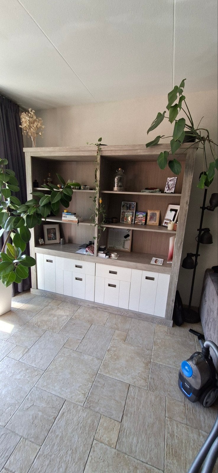 Stijlvolle boekenkast/wandmeubel met opbergruimte 220x220, Ophalen, Met deur(en), Modern, Scandinavisch, 200 cm of meer