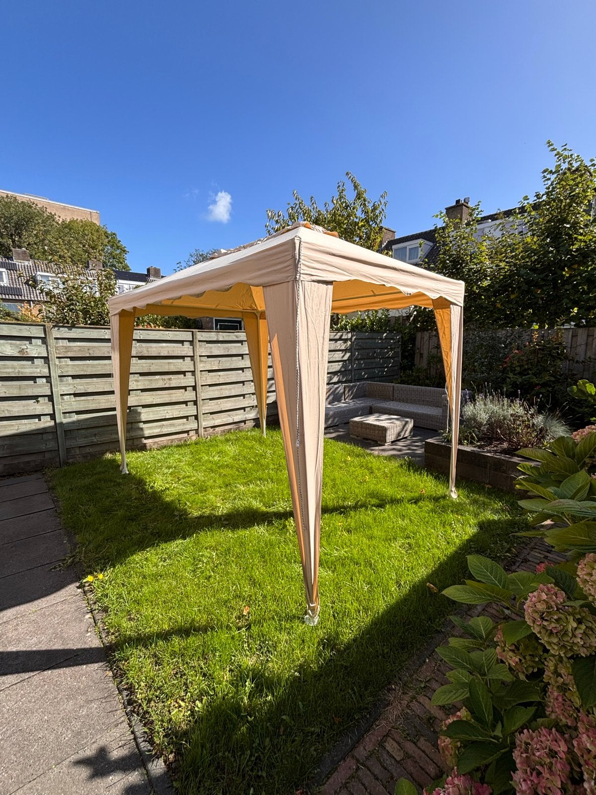 Partytent / Paviljoen beige - ideaal voor tuinfeesten, Ophalen, Gebruikt, Partytent, Minder dan 4 meter